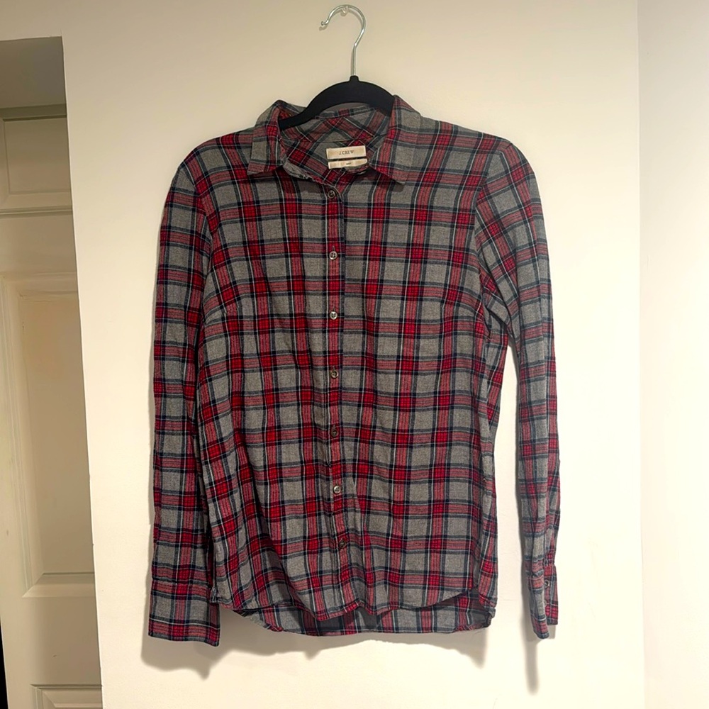 J. Crew Red & Grey Button Up Flannel
